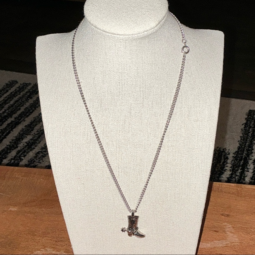 Avon- Silver Plated Boot Pendant Necklace Used Condition